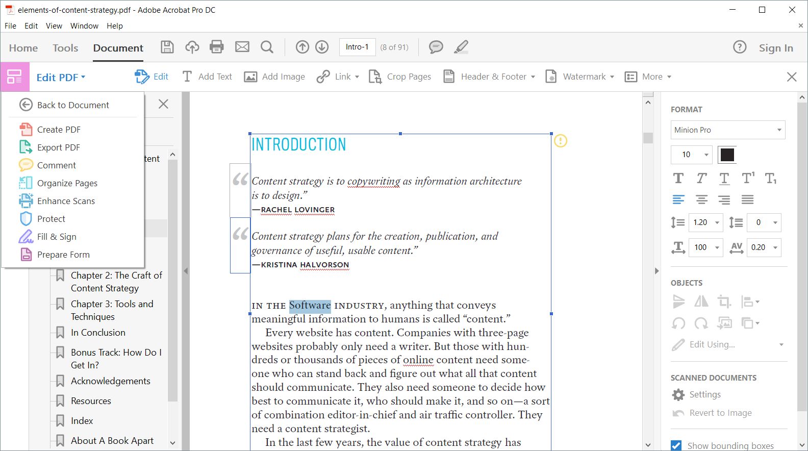 how to change font size in free adobe acrobat reader dc